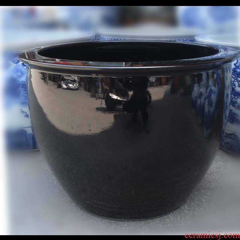 Jingdezhen sharply glaze porcelain Jingdezhen full VAT black porcelain 800 thousand of them big pure color cylinder