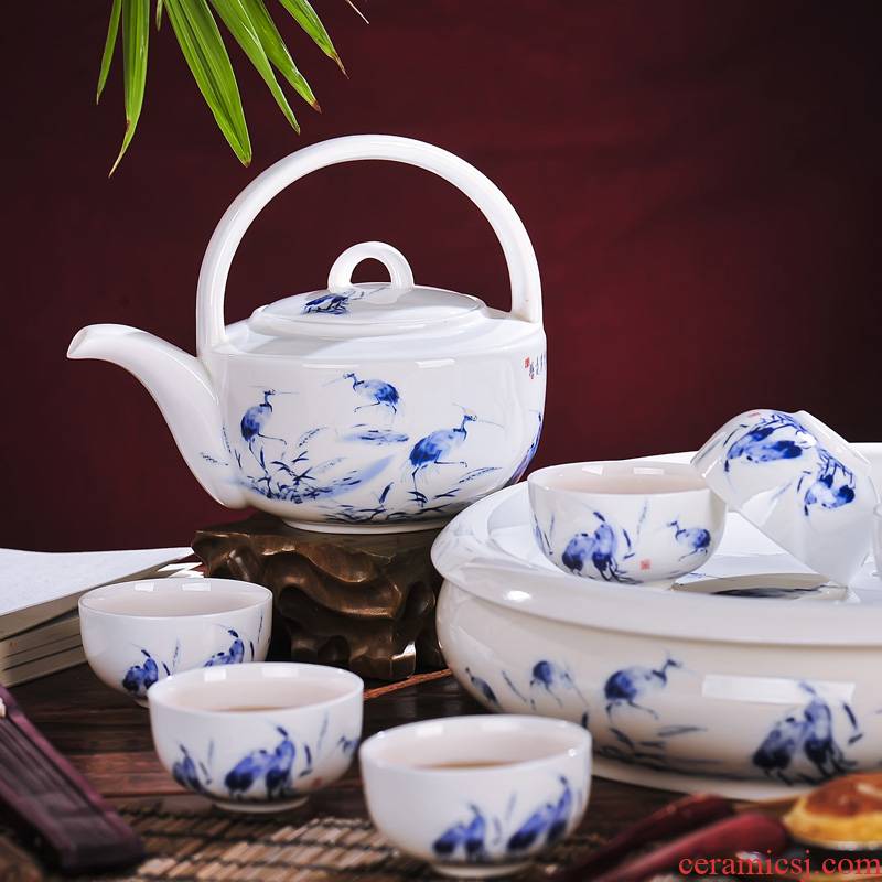 Jingdezhen ceramics from red xin 8 head double tea set with cover cup egrets the teapot