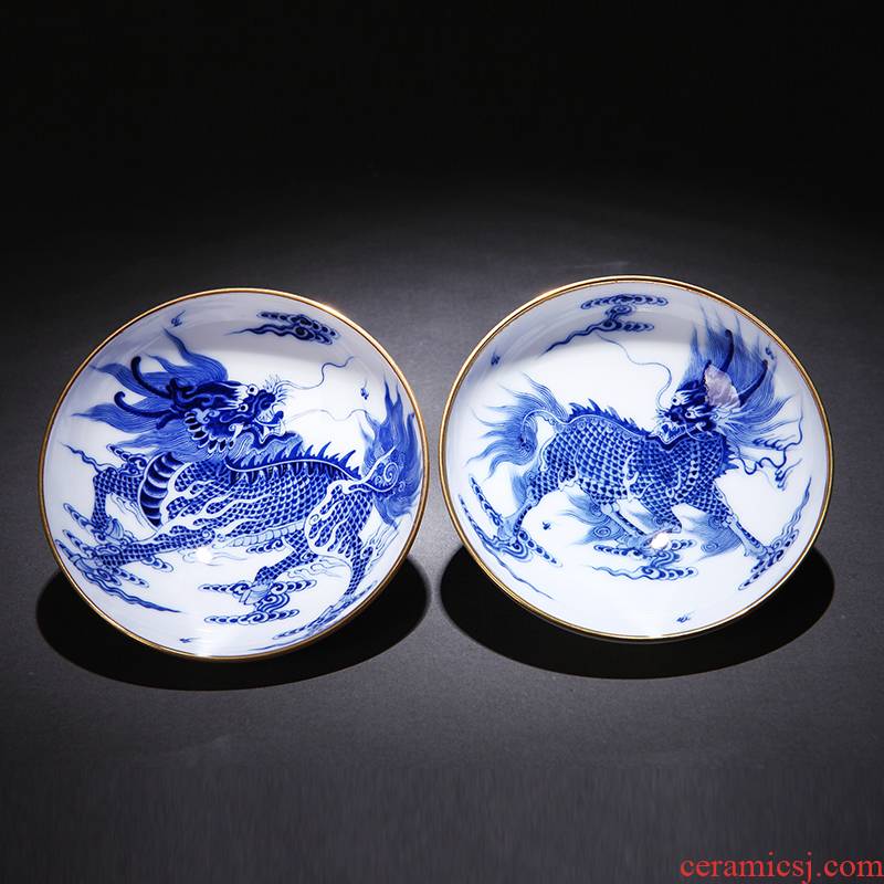 Red dragon in xin blue - and - white porcelain cup small sample tea cup cup bowl hand - made teacup blue and white porcelain tea cups