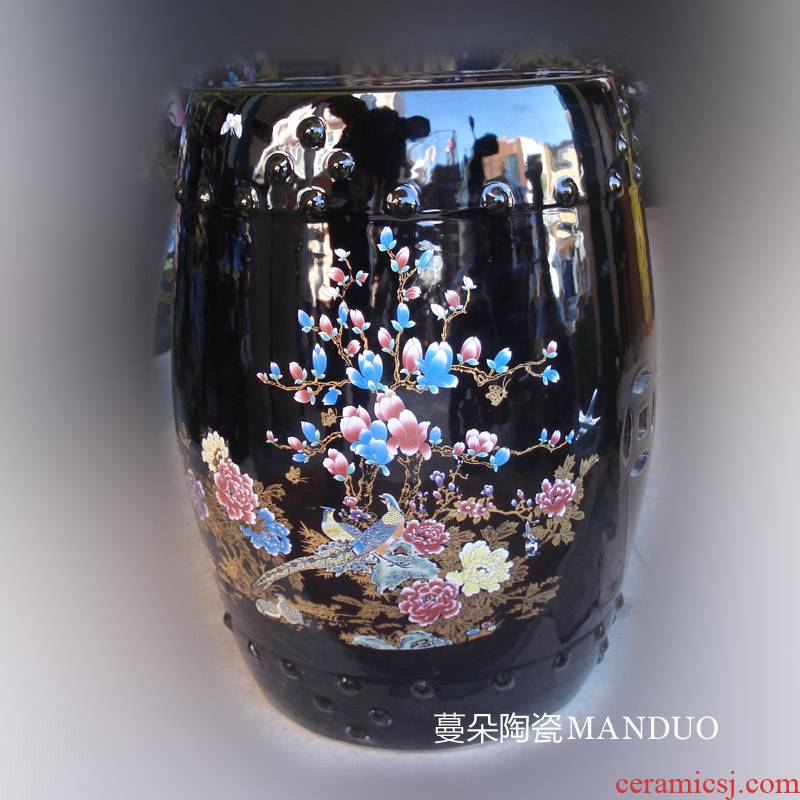 Jingdezhen black flower ceramic stools classical ancient porcelain who ancient sweet patina balcony who