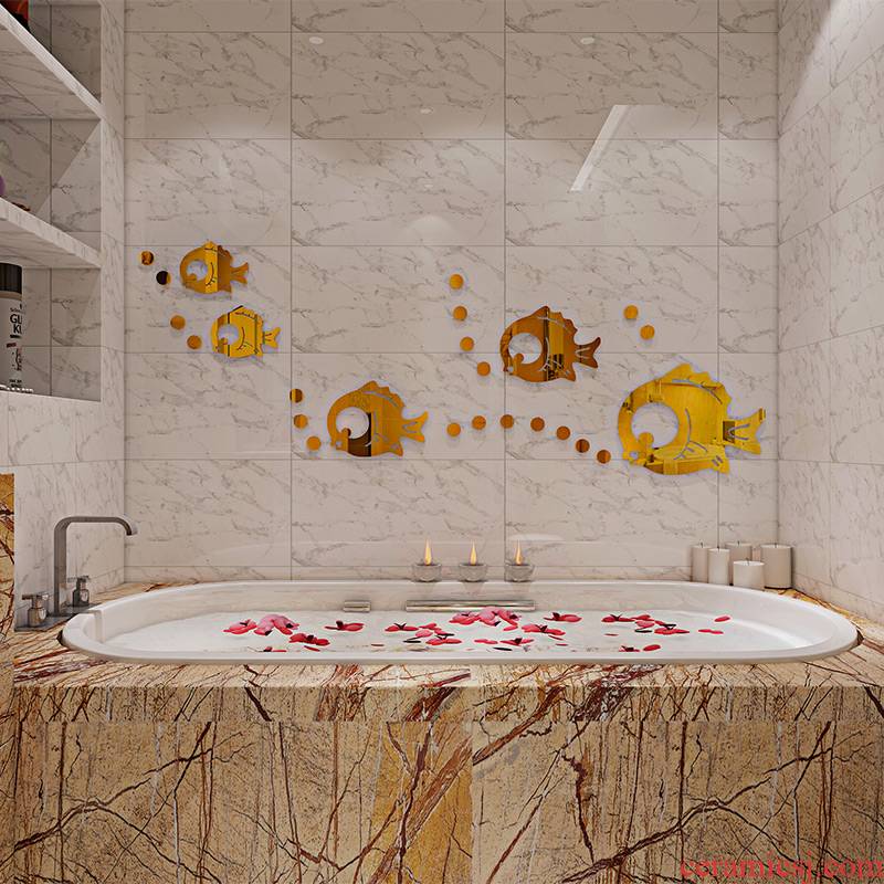 Fish waterproof bathroom tile stickers paper 3 d cartoon express it in sitting room metope of children room decorate yakeli