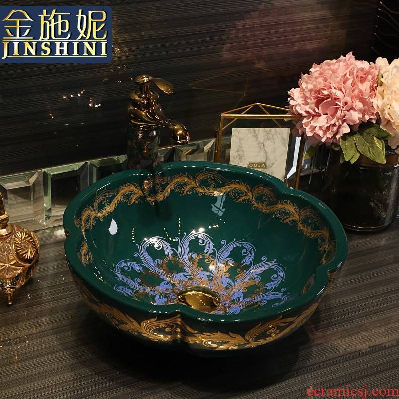Gold cellnique jingdezhen ceramics stage basin lavatory toilet lavabo European jinfeng scales of the basin that wash a face