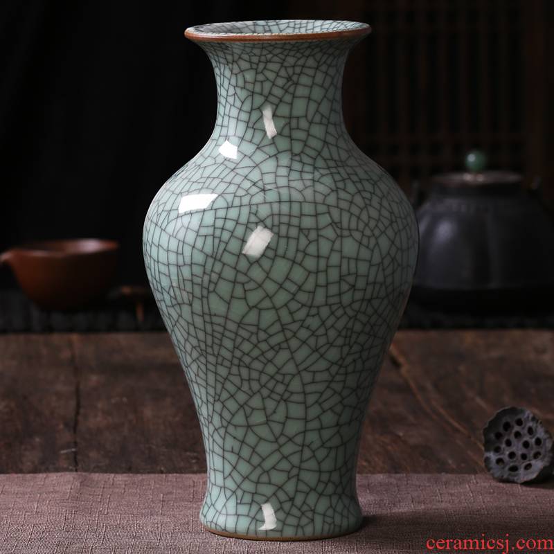 Archaize of jingdezhen ceramics up green glaze open piece of crack vases, flower arranging Chinese classical sitting room adornment is placed