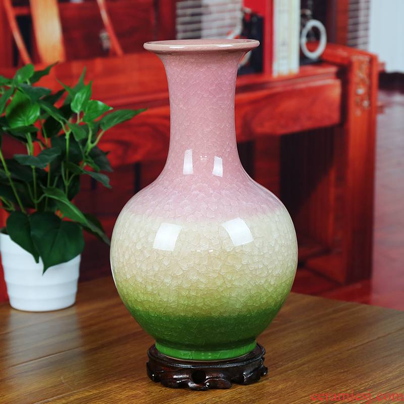Open the slice ice jingdezhen ceramics up porcelain vase crackle of modern home living room three simple glaze furnishing articles