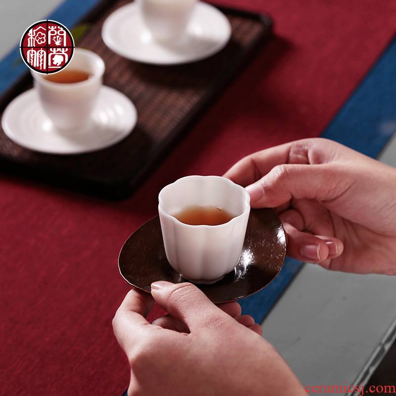 Dehua white porcelain ceramics single individual cup tea master cup sample tea cup of household of Chinese style restoring ancient ways small tea cups