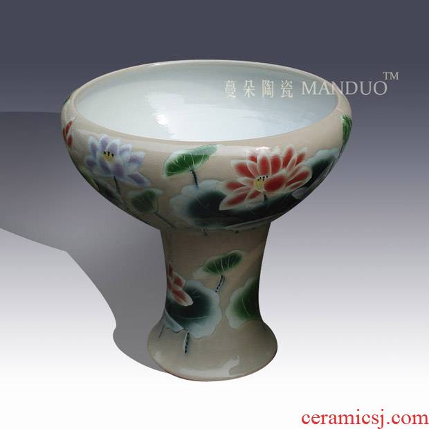 Jingdezhen fashion beautiful tall cylinder shallow courtyard indoor cylinder goldfish lotus pond lily tortoise porcelain