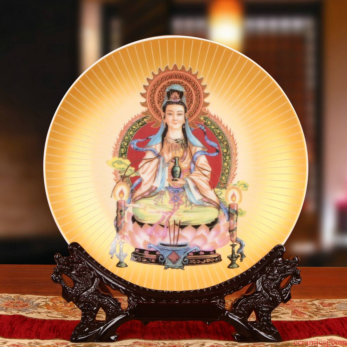 End of jingdezhen ceramics gold guanyin tuas hang dish his classical Chinese buddhist gift furnishing articles