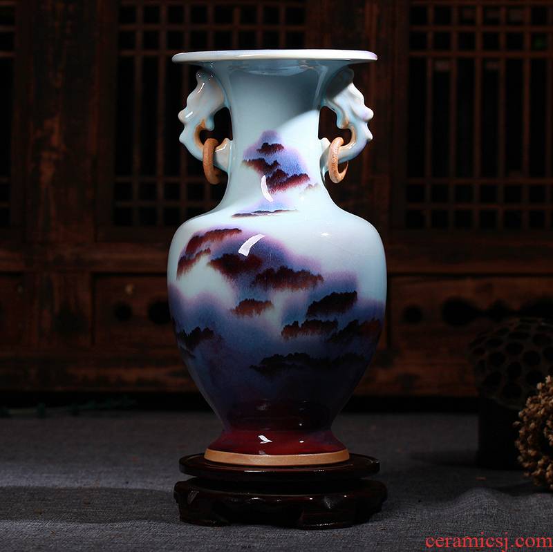 Jun porcelain vase of jingdezhen ceramics up flower glaze modern classical home sitting room adornment handicraft furnishing articles