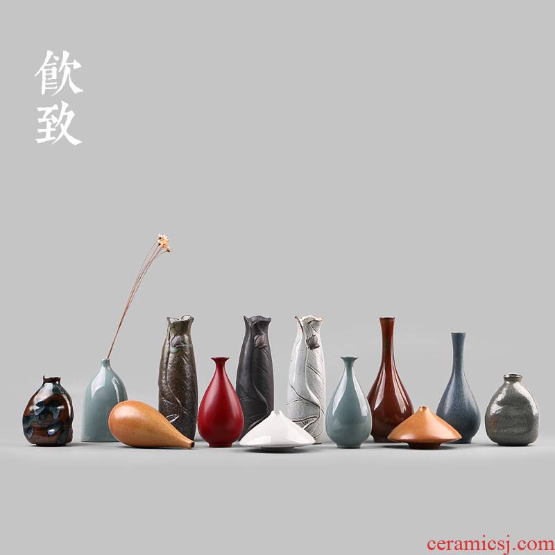 Ultimately responds to coarse pottery mini floret bottle zen Japanese ceramics hydroponic flowers, small ornament household flower tea to restore ancient ways