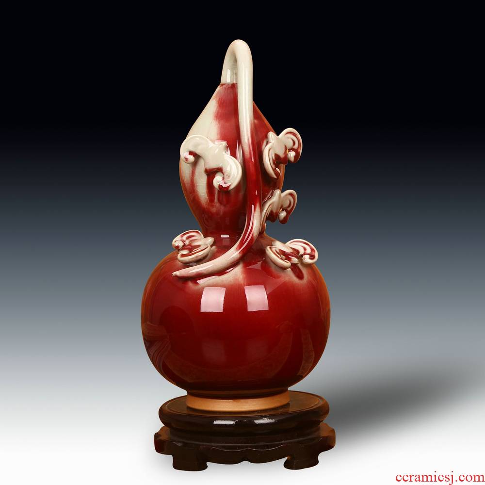 Jingdezhen ceramic vase archaize of jun porcelain up lang, the red bottle gourd vases bat Chinese decorative furnishing articles
