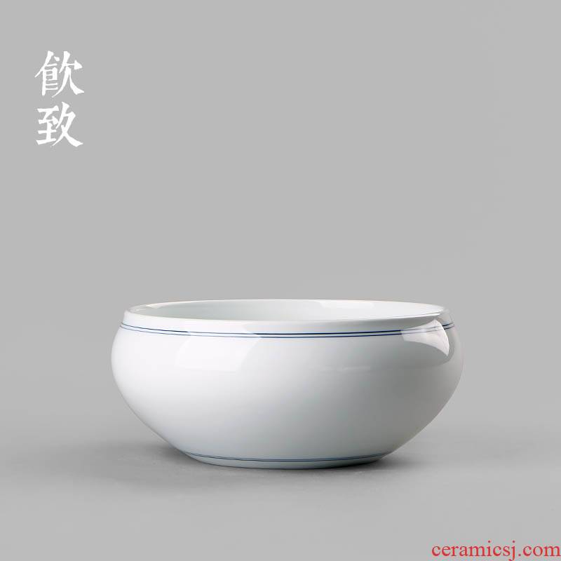 Ultimately responds to wash to the xuan wen blue and white porcelain household big tea ceramic cup wash to Japanese zen tea accessories water jar is built