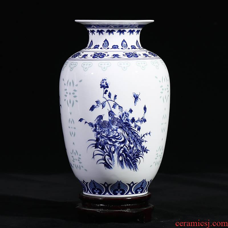 Insert jingdezhen ceramics vase modern home sitting room adornment ipads China porcelain painting of flowers and contracted style furnishing articles