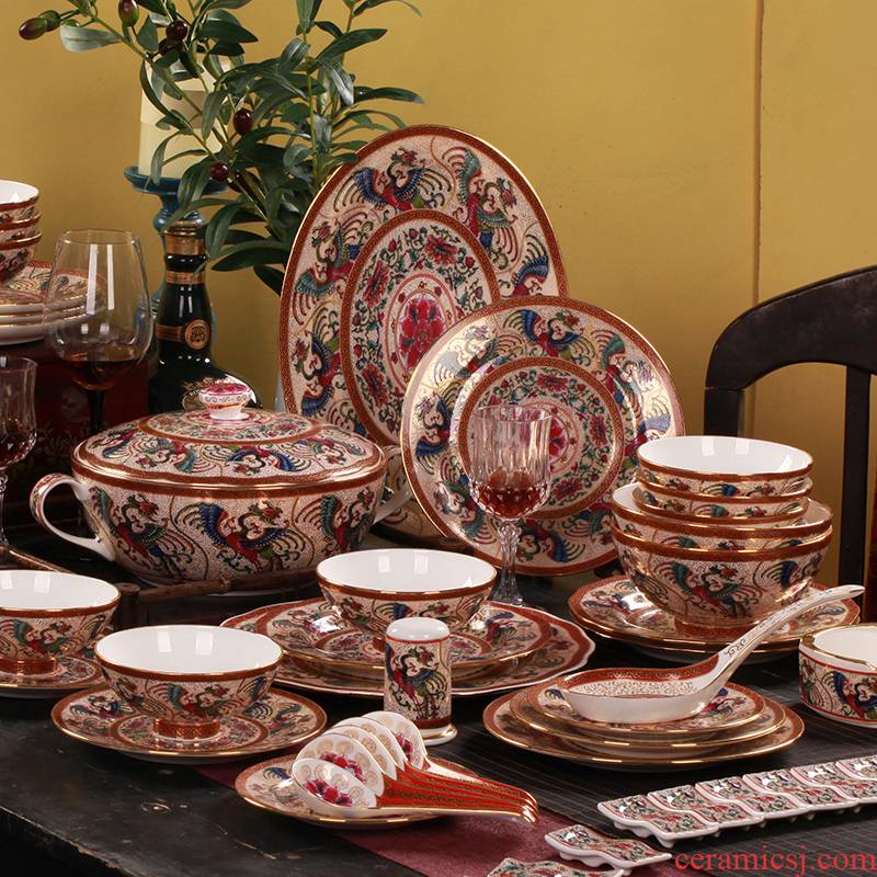 The head of 59 see ipads porcelain enamel jingdezhen western Chinese palace tableware dishes suit