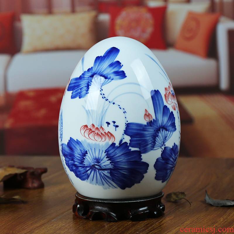 Jingdezhen ceramic vase modern blue and white porcelain dou color lotus home sitting room place the egg handicraft gifts
