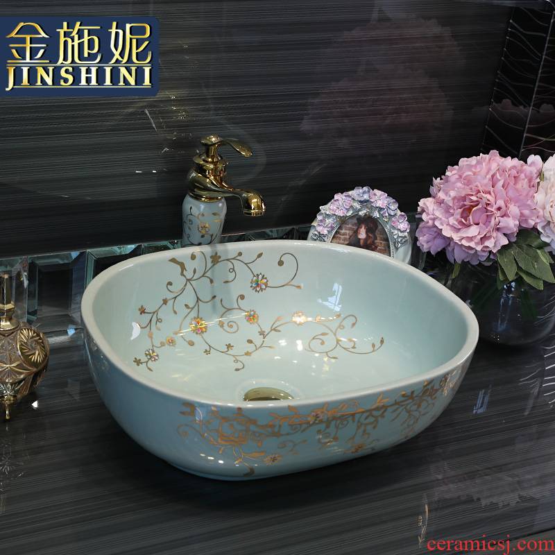 Gold cellnique sanitary ceramics basin basin sink basin of I and contracted toilet hand of art color