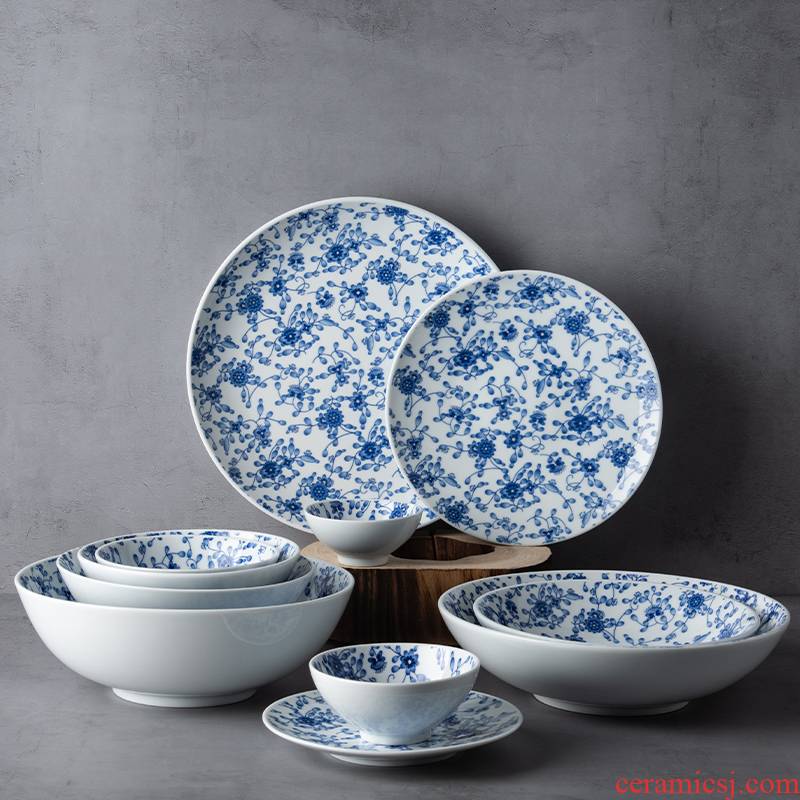 Japanese household food dish dehua white porcelain tableware platter maple ceramic bowl fish disk to use steak dishes dishes
