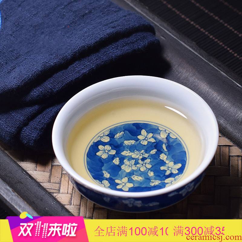 . Poly real scene of jingdezhen blue and white porcelain hand draw sample tea cup ice may ceramic cups pu - erh tea cup single CPU kunfu tea