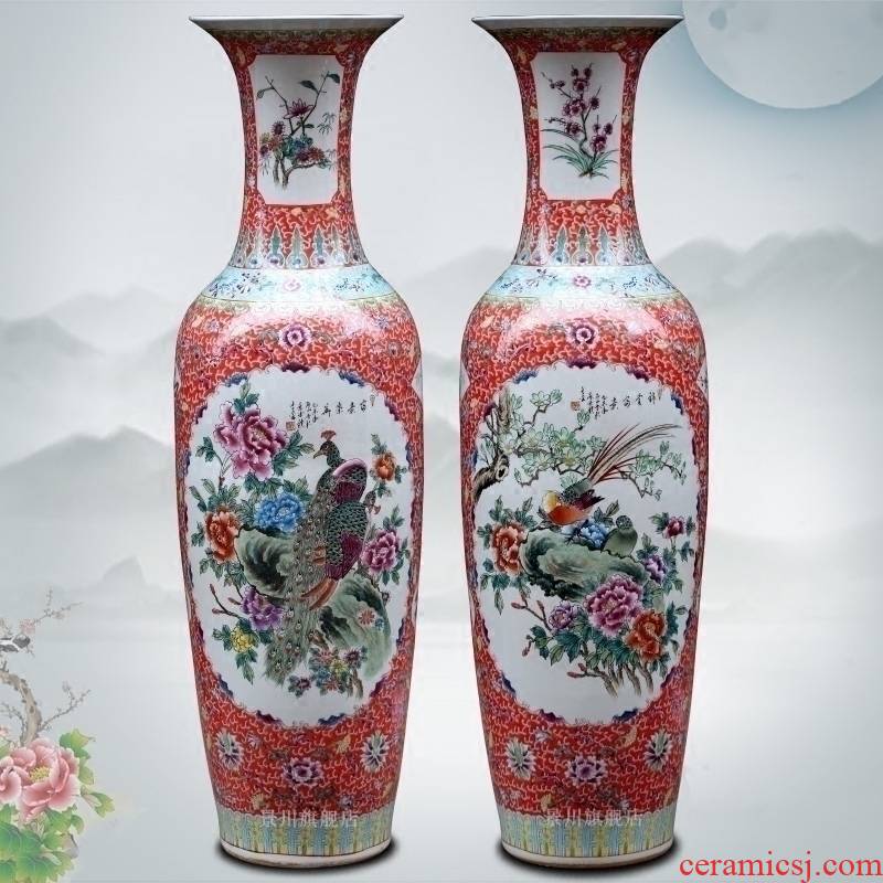 Jingdezhen ceramic hand - made silk hall riches and honour of large vase home sitting room hotel furnishing articles study adornment