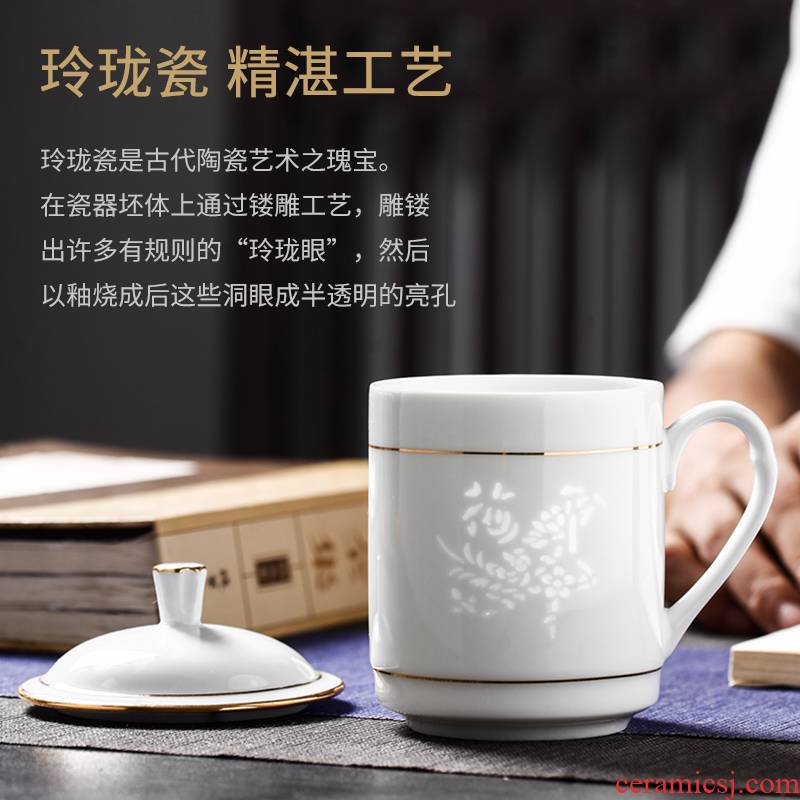 Jingdezhen porcelain and ipads ceramic cups with cover office meeting mark creative move household glass cup