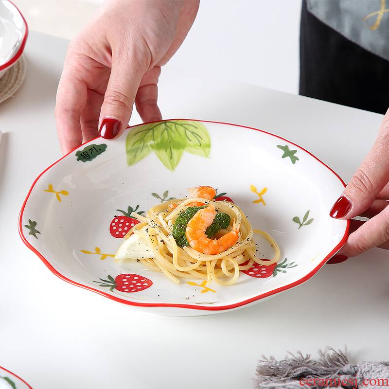 Ceramic dish dish dish household creative move web celebrity FanPan fish soup plate of the new large plates of jingdezhen tableware