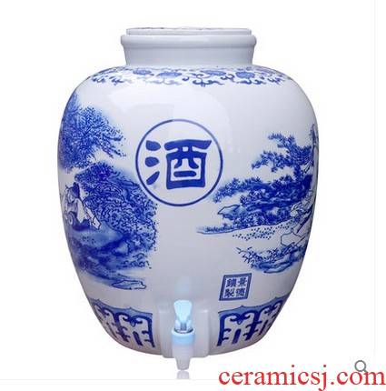 Jingdezhen ceramic jars hip brew cylinder big blue seal bottle mercifully jars with leading 50 pounds