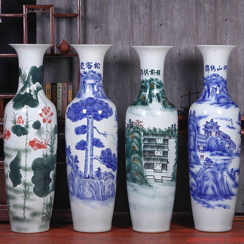 Jingdezhen ceramics home TV ark, big blue and white porcelain vase landed the sitting room porch place set decoration
