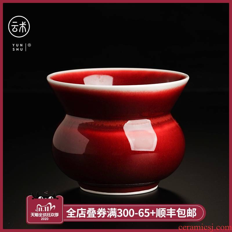 Cloud operation manual collection level ruby red glaze ceramic tea wash bath antique tea tea - leaf dou tea barrel water jar is built