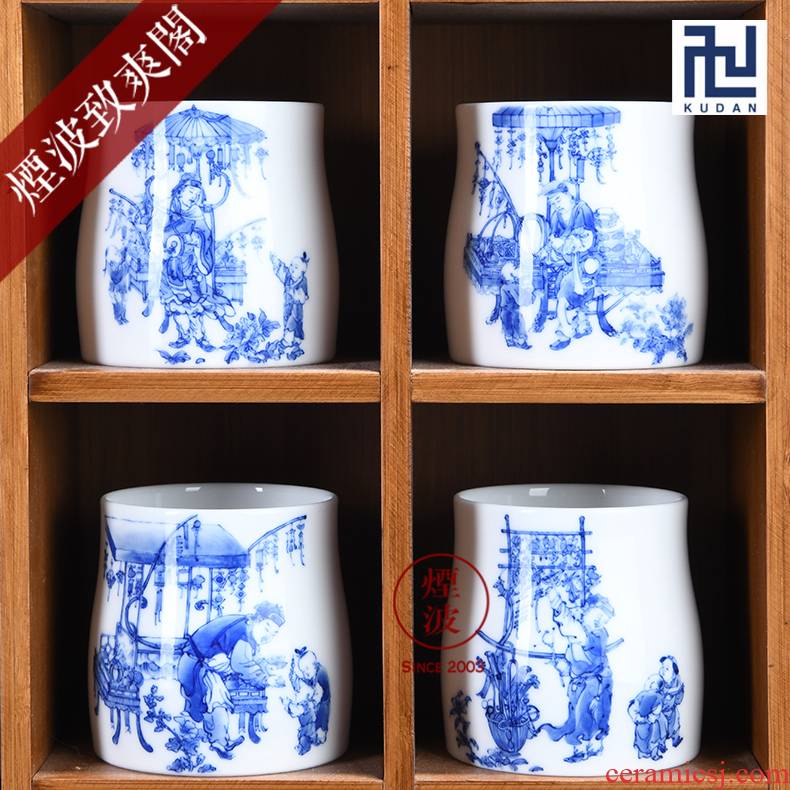 The smoke jingdezhen nine wonderful hand burn hand - made porcelain nine paragraphs of tis cup cup outfit