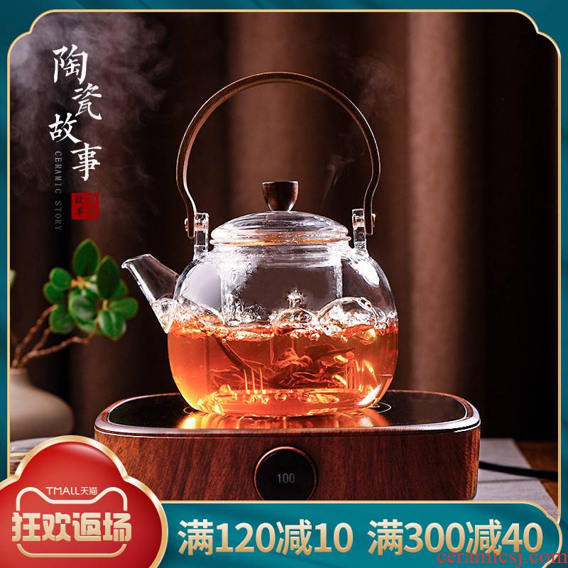 Ceramic story cooking pot and thicken high temperature resistant glass kettle household teapot electric TaoLu boiled tea set