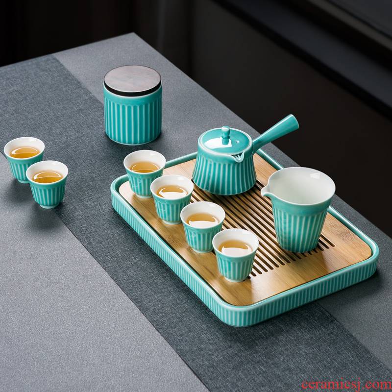 Jingdezhen ceramic kung fu tea set suit household contracted water side put the pot of tea tray tray office receives a visitor