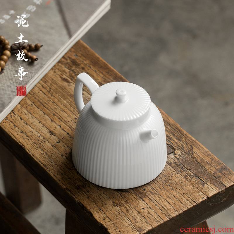Small sweet white porcelain of jingdezhen ceramic teapot tea teapot is single pot of contracted with filter hole, kung fu tea set home