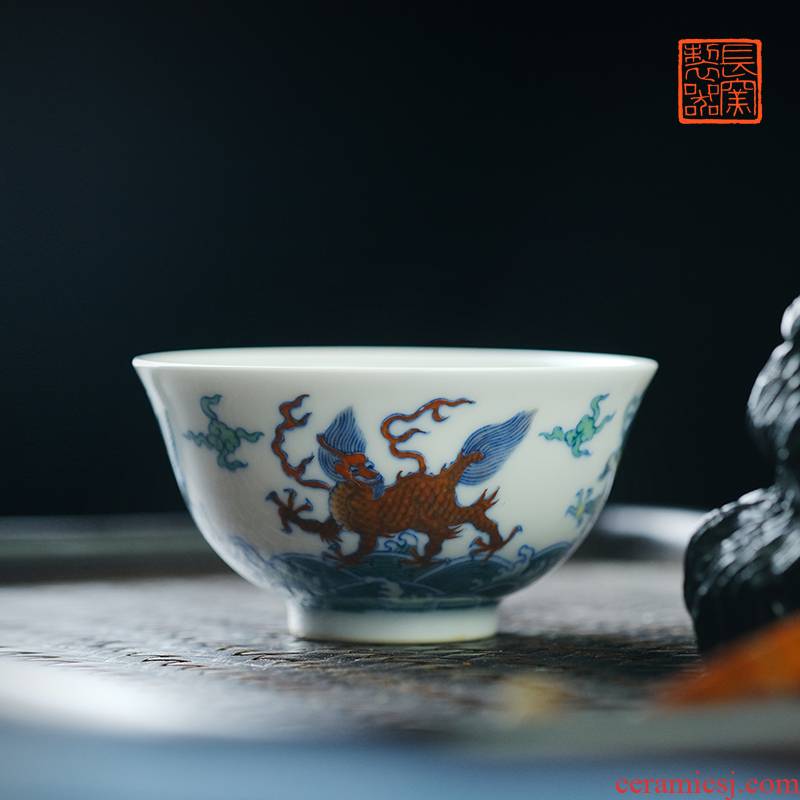 Offered home - cooked in yongzheng bucket color sea grain small jingdezhen full manual hand - made ceramic tea cups