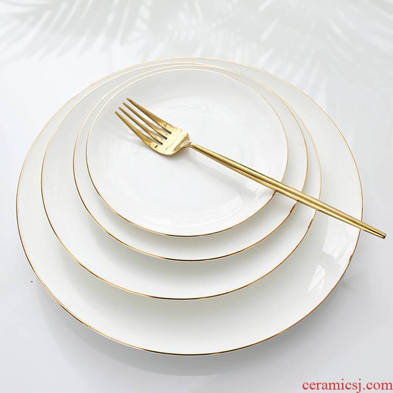 Ceramic dish dish dish household food dish of up phnom penh flat ipads China breakfast dish creative steak dinner plate