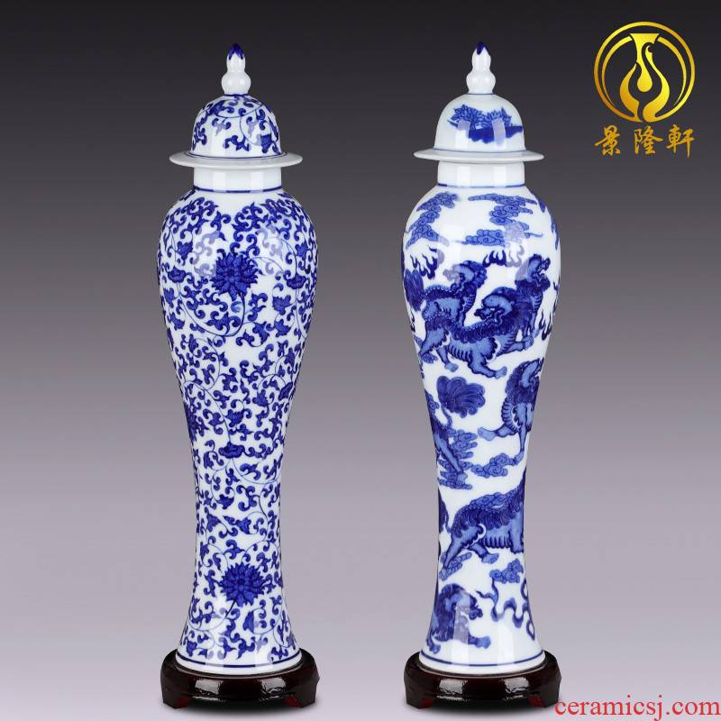 Jingdezhen blue and white porcelain vases, I and contracted decorative vase decoration ceramics handicraft furnishing articles in the living room