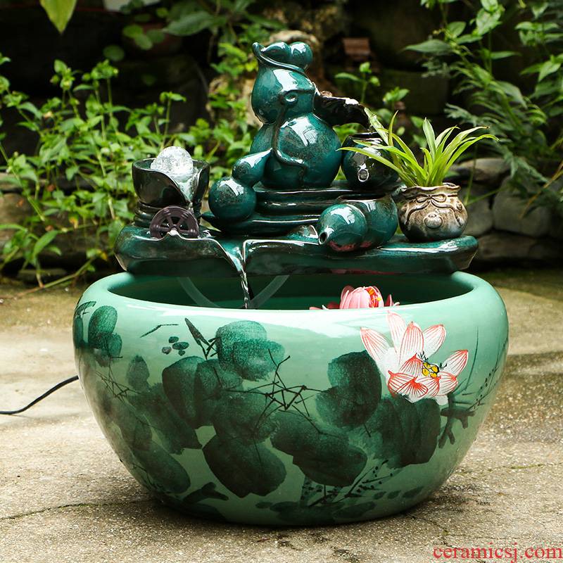 Art spirit of jingdezhen ceramic aquarium circulating water - oxygen filter goldfish goldfish bowl sitting room the tortoise cylinder furnishing articles