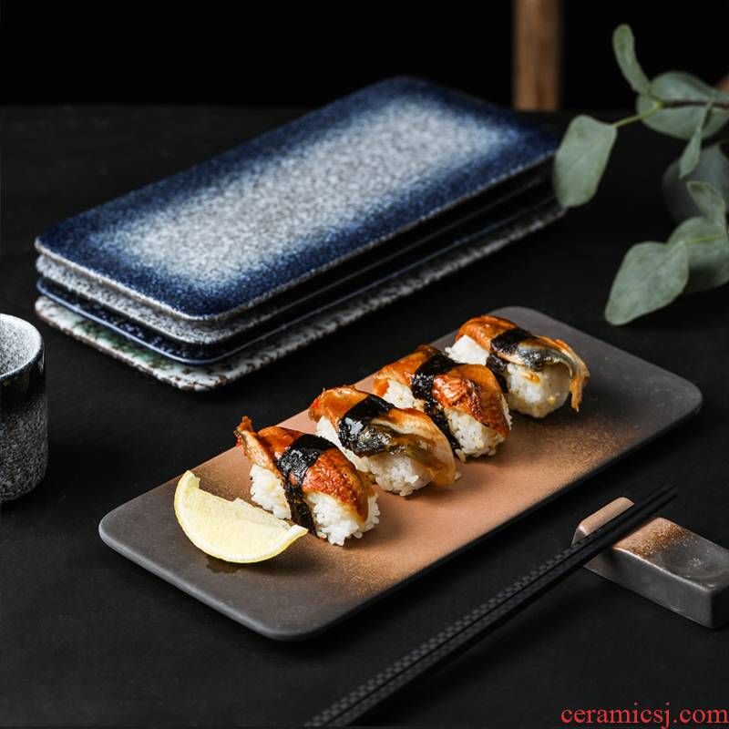 Japanese ceramics creative long rectangle sashimi dish dish sushi long plate in the wine house, tableware