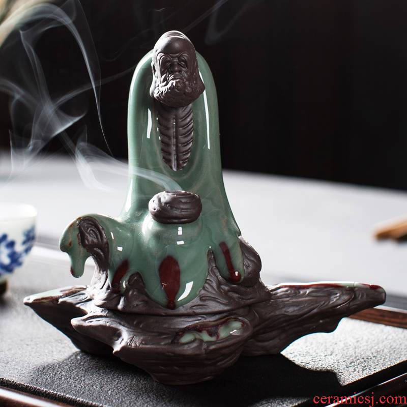 Qiao mu back the elder brother of the censer longquan up open a piece of home furnishing articles with head of ceramic incense buner household adornment substance