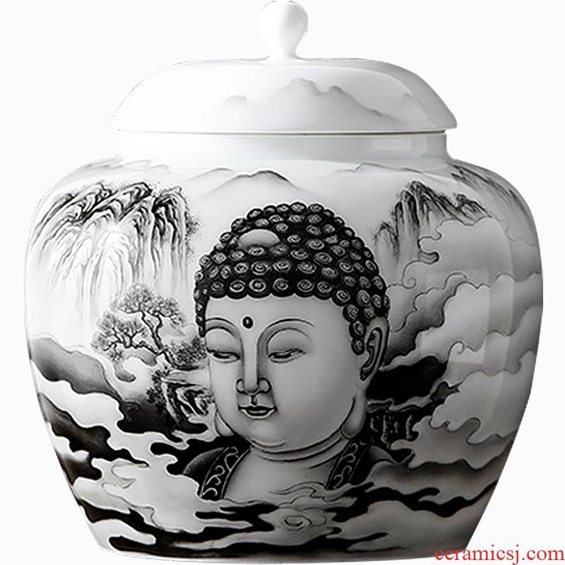 Shadow enjoy ancient jun porcelain hand - made color ink large zen tea caddy fixings seal pot small tea urn storage tank
