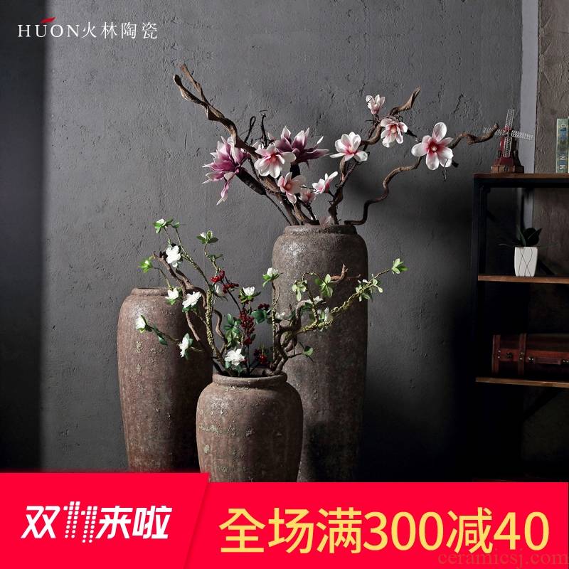 New Chinese style restoring ancient ways of jingdezhen ceramic POTS do old ceramic flower implement sitting room put dried flowers of large vases, coarse pottery furnishing articles