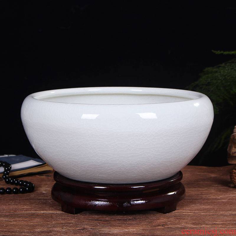 Jingdezhen ceramic aquarium desktop goldfish bowl sitting room large water lily bowl lotus basin tortoise cylinder refers to porcelain basin