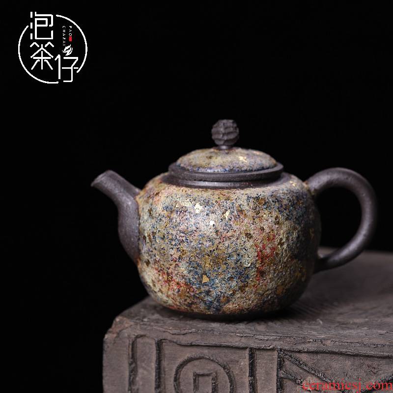 Lava teapot museum in same checking retro kunfu tea, small single pot teapot ceramic tea set