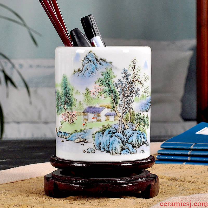 Jingdezhen porcelain brush pot furnishing articles receive head 'day gift pen container creative fashion office stationery