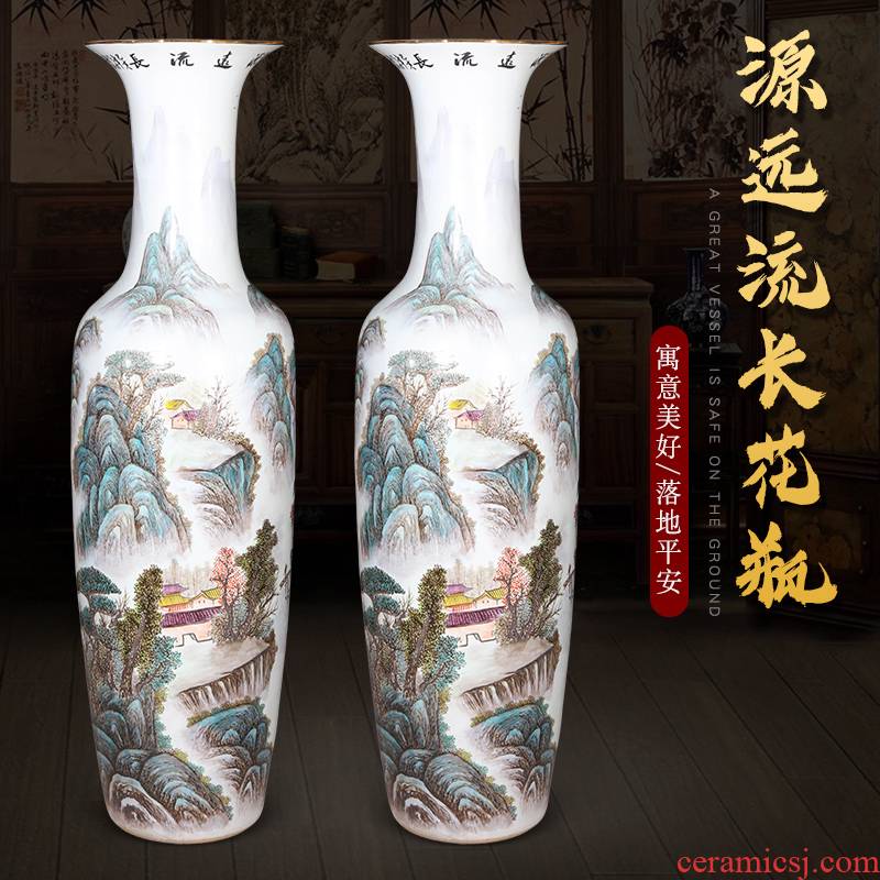 Jingdezhen ceramics hand - made pastel of large vases, new Chinese style household adornment sitting room TV ark, furnishing articles