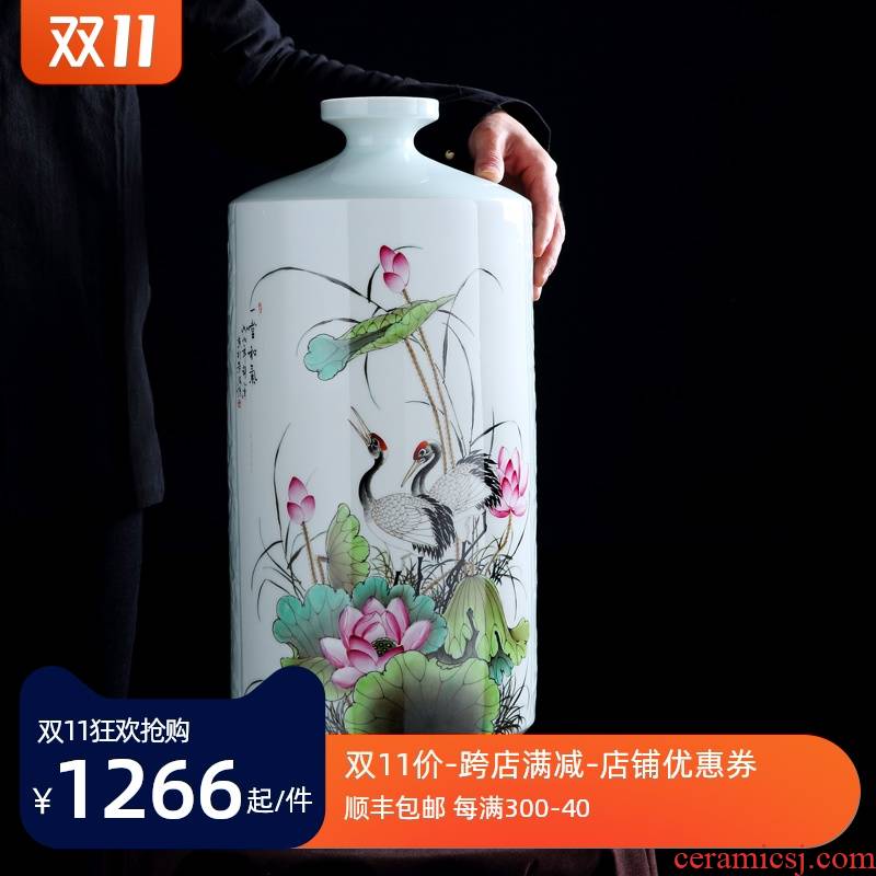 Jingdezhen vase furnishing articles flower arranging light sitting room key-2 luxury decoration pastel hand - made mesa vase manual art ceramic bottle