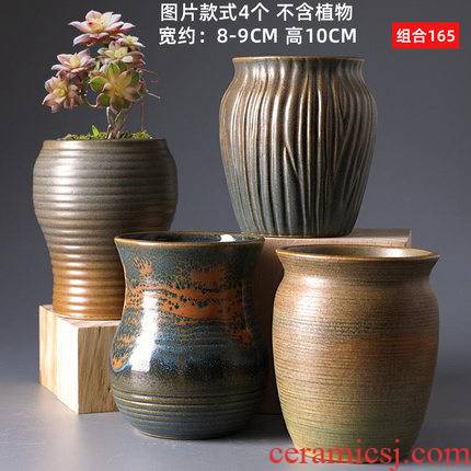 Old running the fleshy coarse pottery flowerpot ceramics creative retro mage Korean indoor green, the plants hand - made flower pot in the mail
