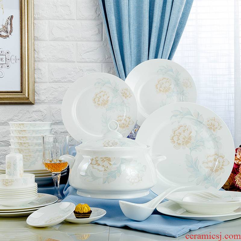 Jingdezhen cutlery set dishes home Chinese wind creative Chinese ceramic 10 people contracted ipads porcelain tableware gifts
