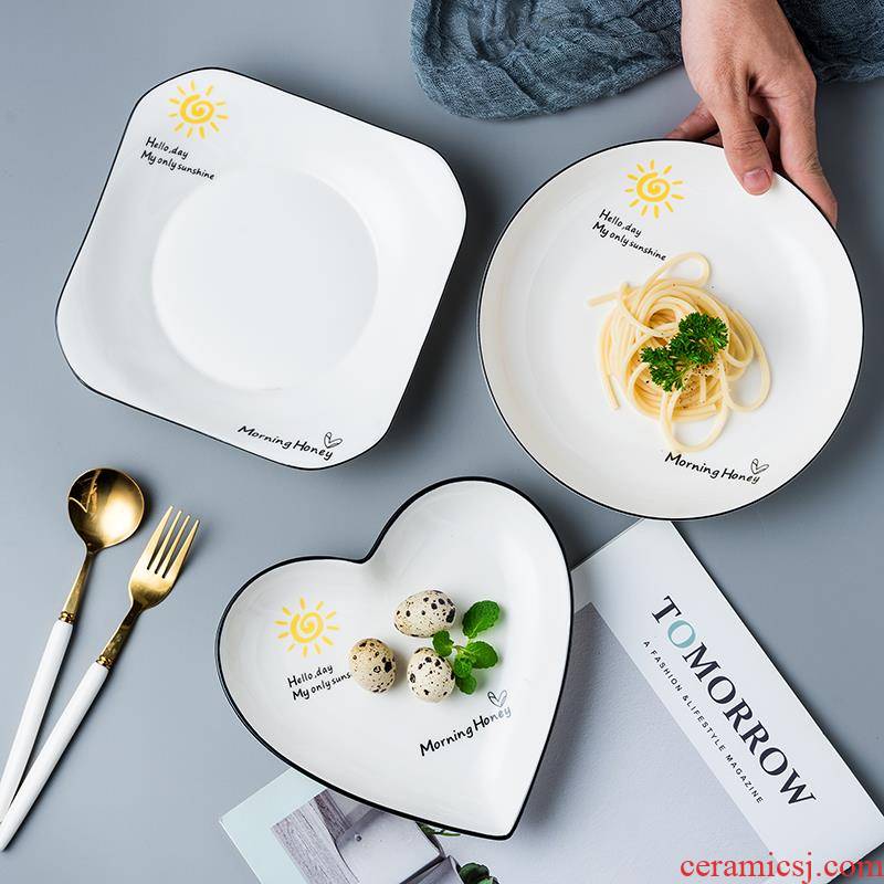 Four ceramic dish dish dish household combination suit creative web celebrity ins wind steak dinner plate breakfast dishes