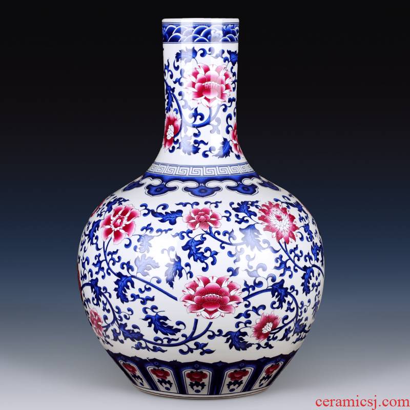 Jingdezhen ceramic archaize floor large vases, flower arranging the new Chinese rich ancient frame decorative porcelain furnishing articles large living room