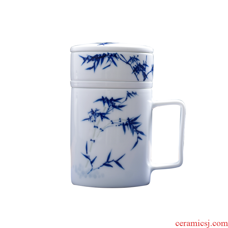 Office cup with handle with cover of jingdezhen large - capacity glass household ceramic separation and exquisite tea tea cup