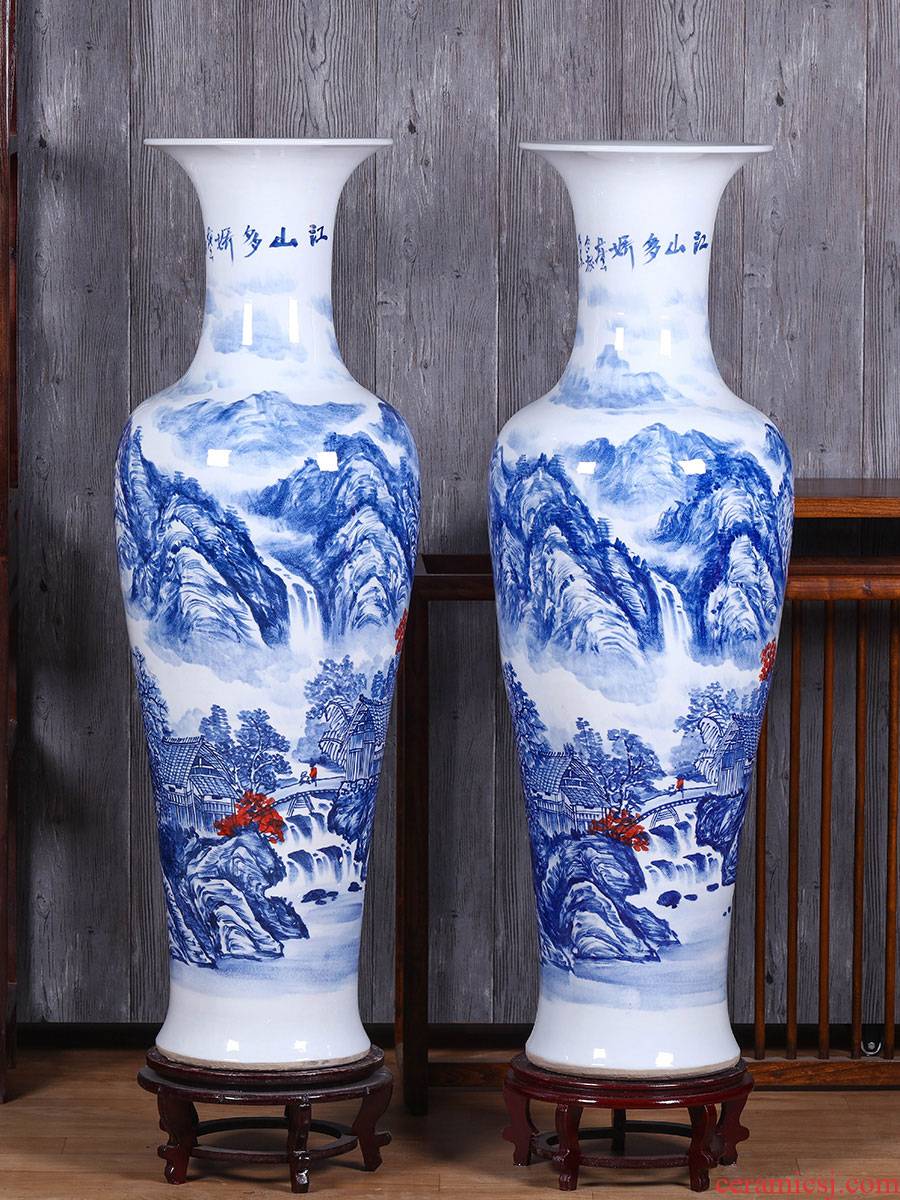 Jingdezhen ceramics of large blue and white porcelain vase sitting room open TV ark adornment of Chinese style household furnishing articles